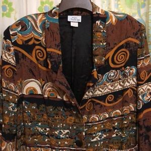 PETITES by ACCENT LTD. Vintage Colorful Blazer Jacket Shoulder Pads Pockets Sz S